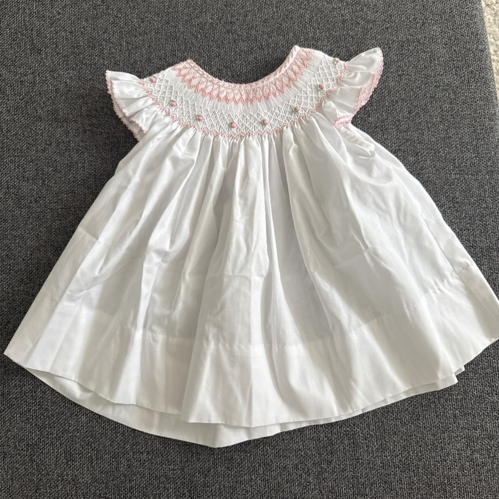 Marco and lizzy handsmocked white dress